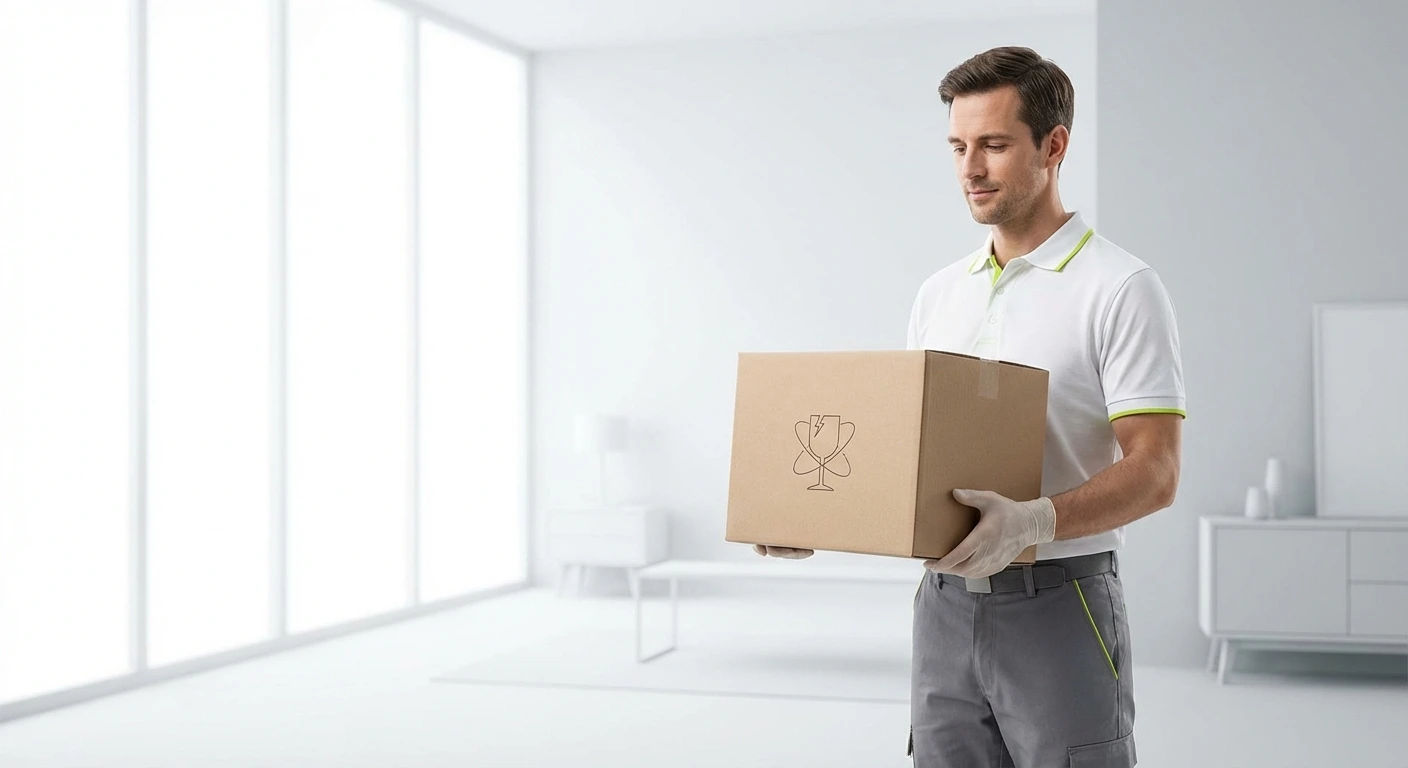 Careful handling of fragile items during delivery