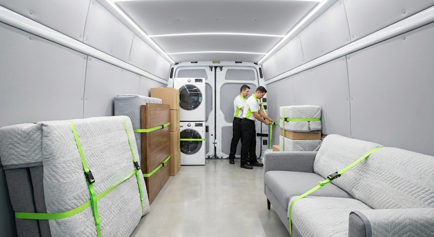 Large items being loaded into delivery van