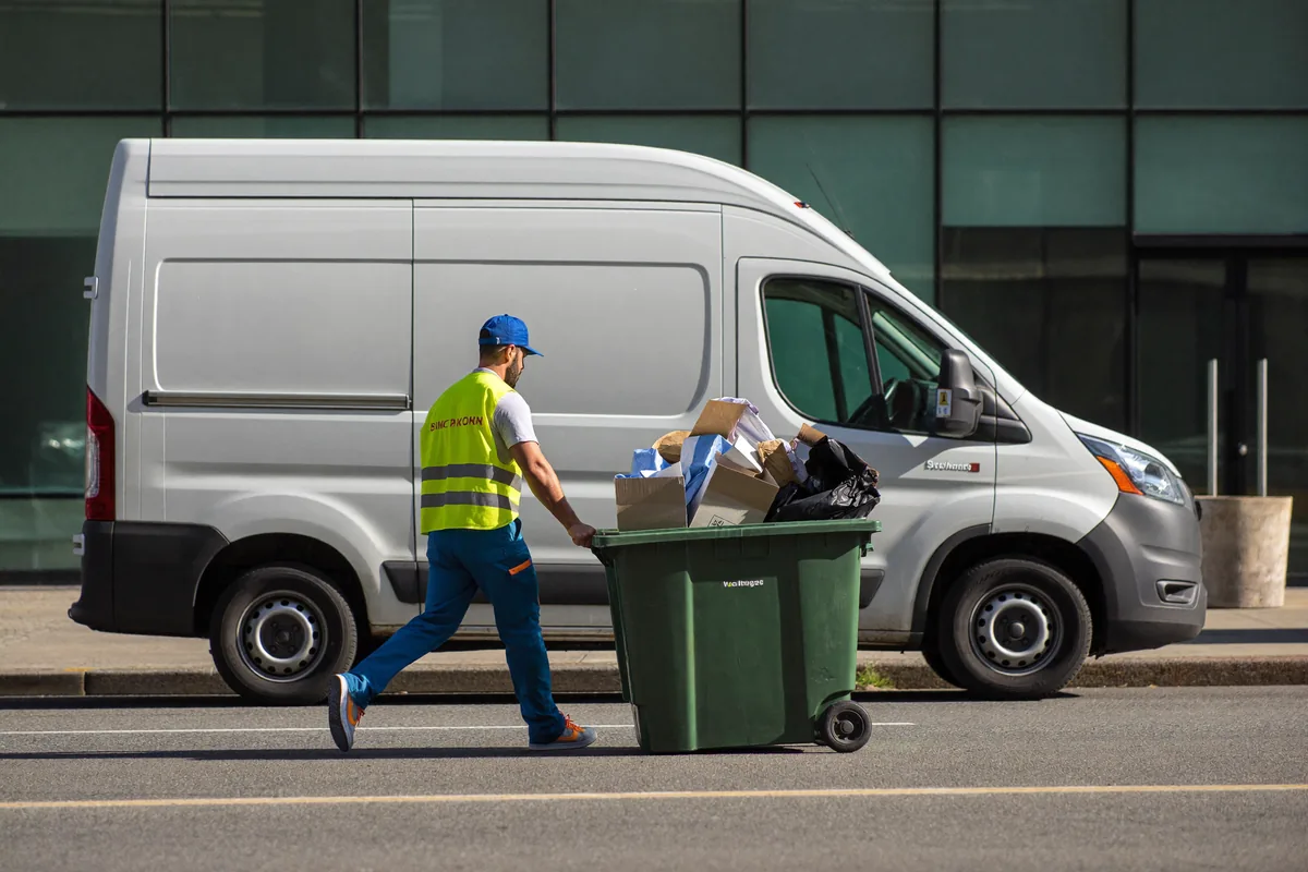 Commercial waste management and business waste collection van in London